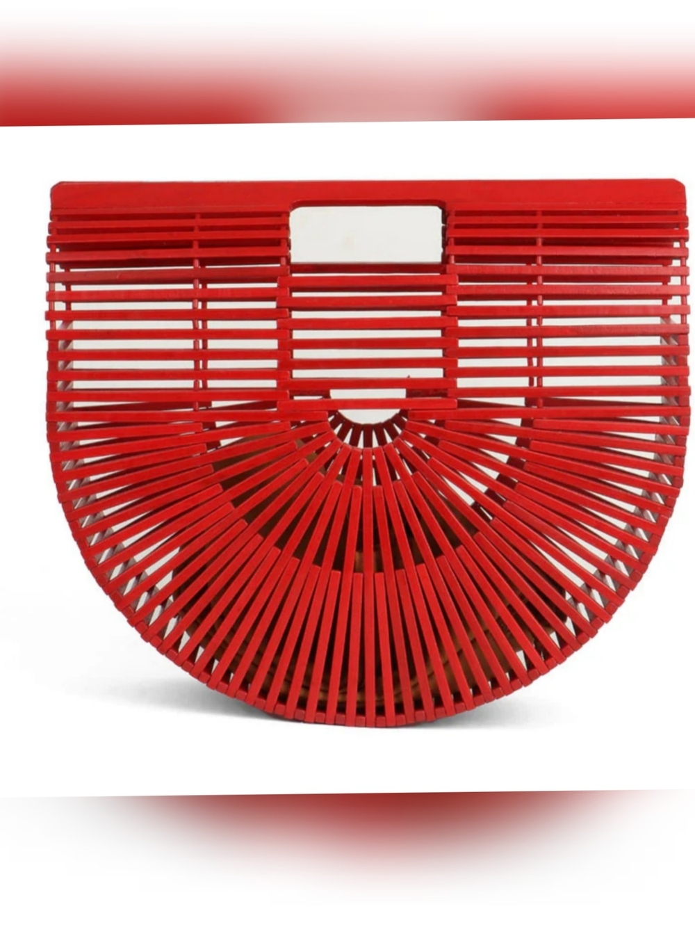 Red Semi-Circle Slatted Handbag